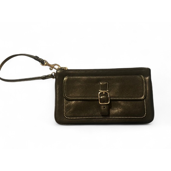 Coach Bleecker Vintage Black Leather Wristlet - Picture 1 of 5